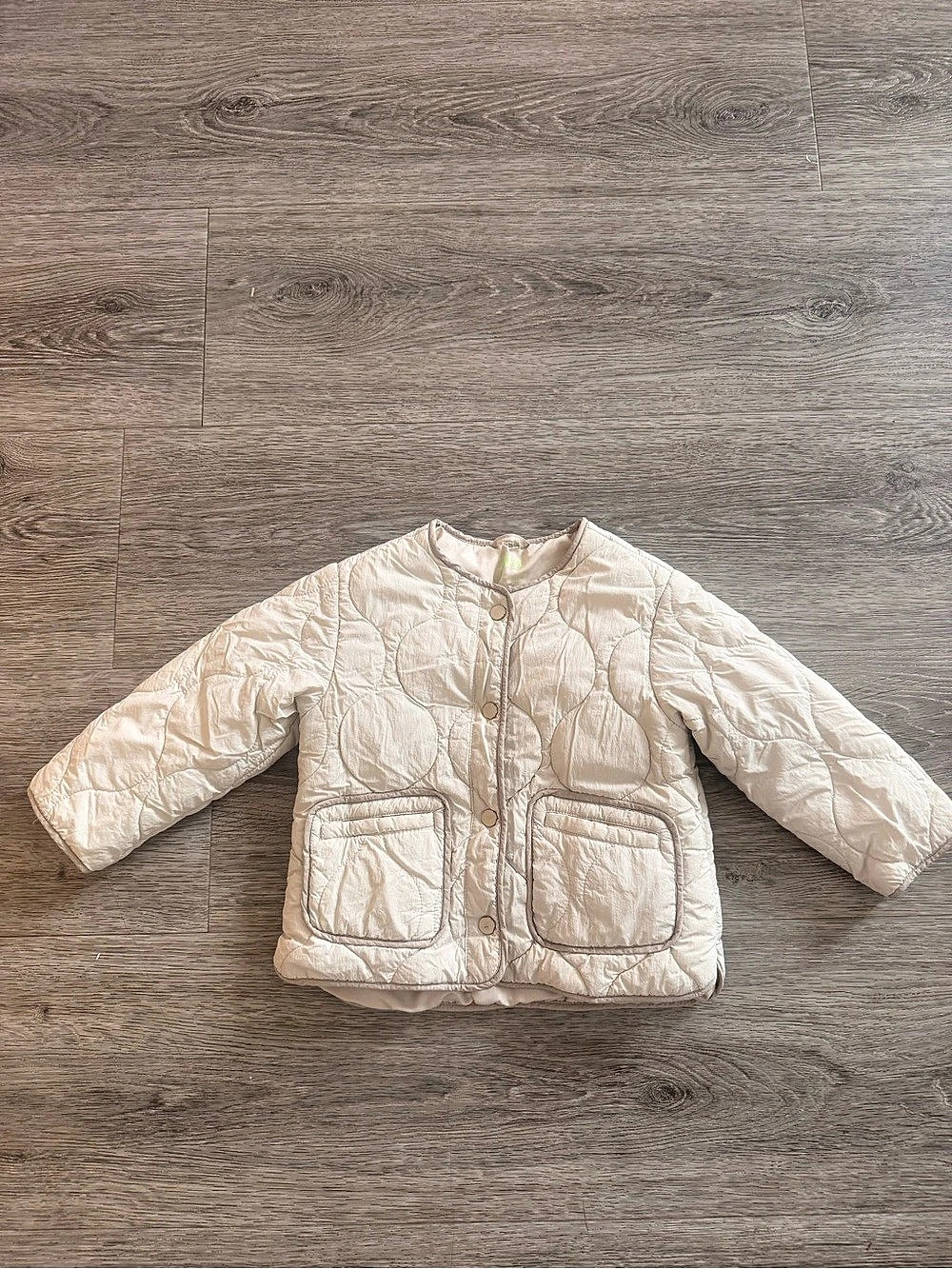 Zara Heart Quilted Jacket Girls Cream Size 3 Years
